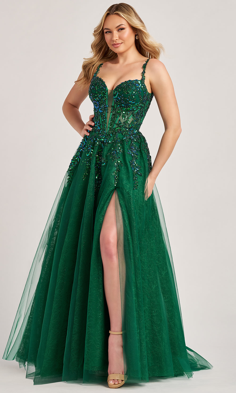 Colette CL6018 - Sleeveless A-Line Gown with Beaded Embroidery Prom Dresses