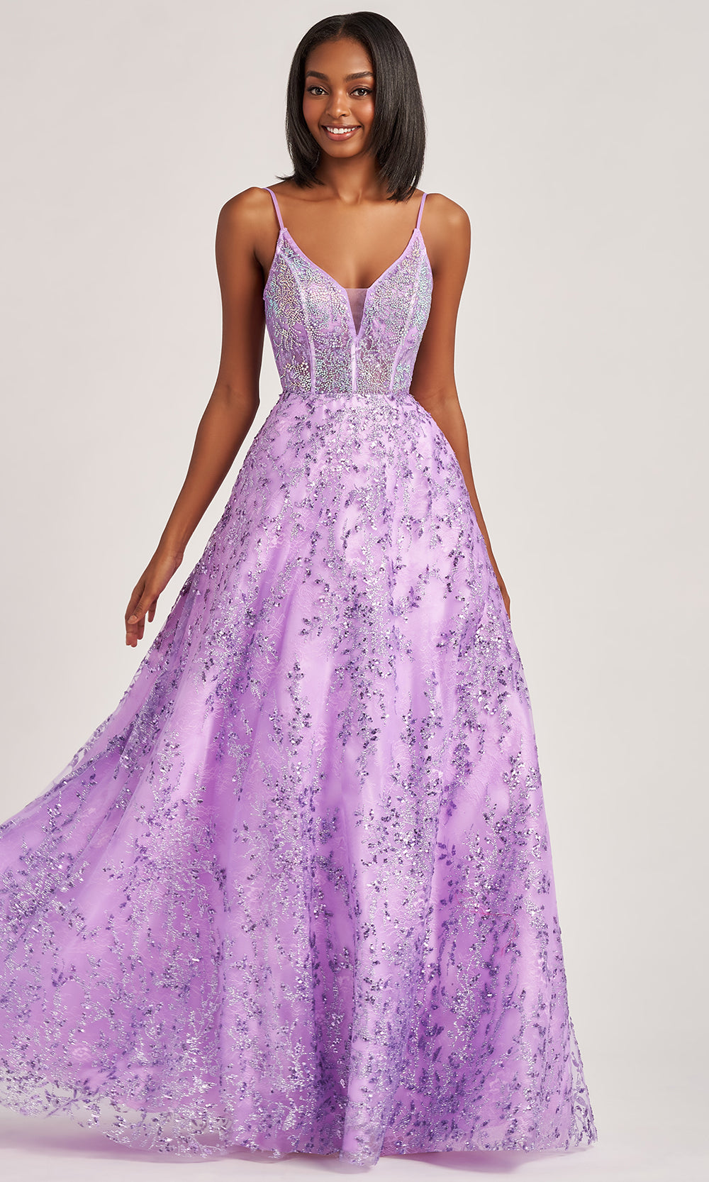 Colette CL6019 - Sleeveless A-Line Novelty Glitter Gown Prom Dresses