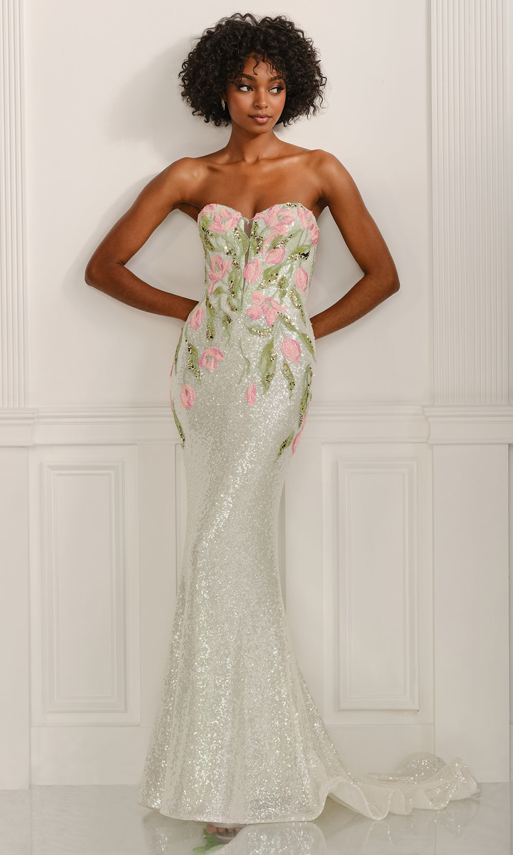 Colette CL6101 - Sweetheart Neck Floral Embellished Gown Prom Dresses