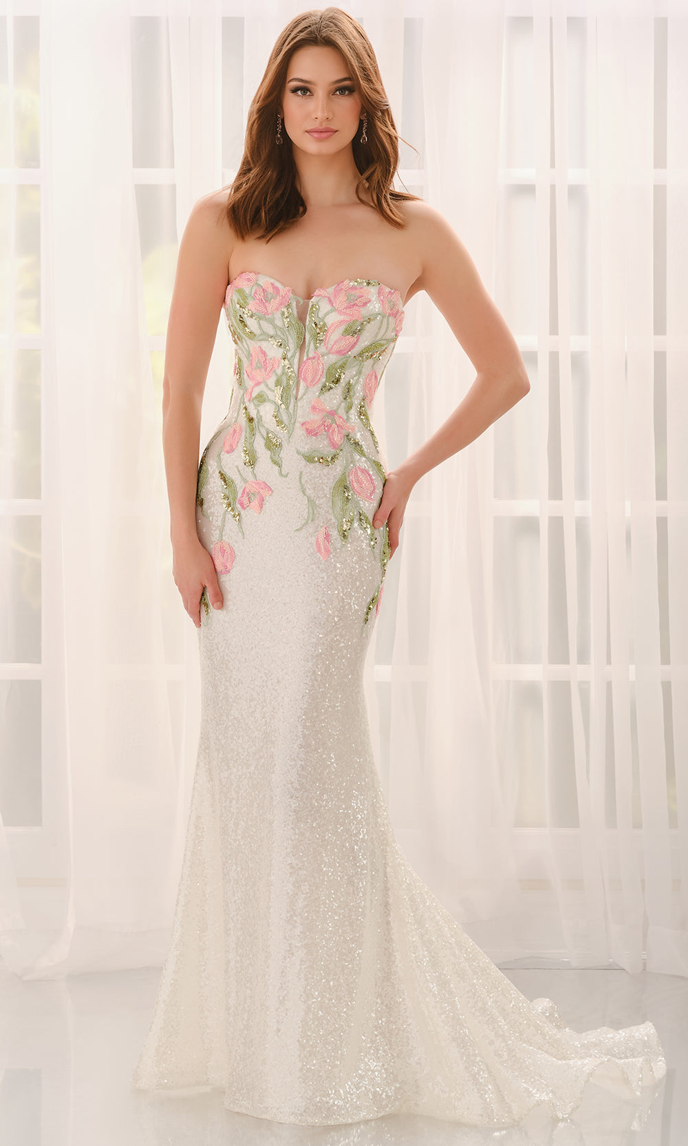 Colette CL6101 - Sweetheart Neck Floral Embellished Gown Prom Dresses