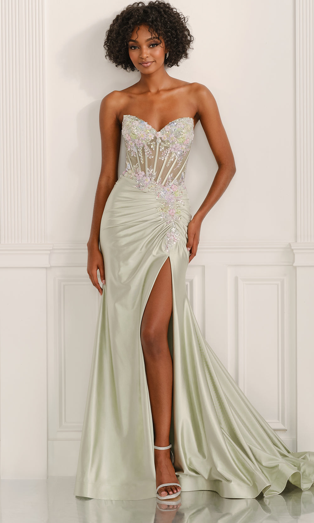 Colette CL6105 - Illusion Corset Embellished Strapless Gown Prom Dresses