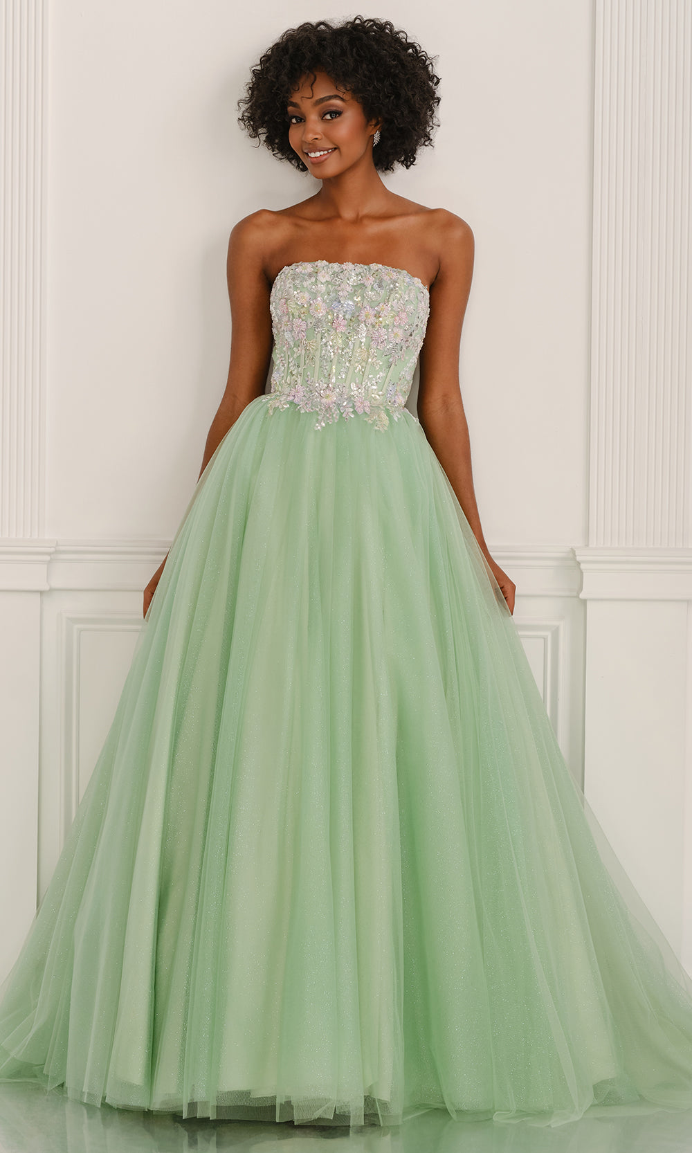 Colette CL6107 - Beaded Corset Straight Across Gown Ball Gowns