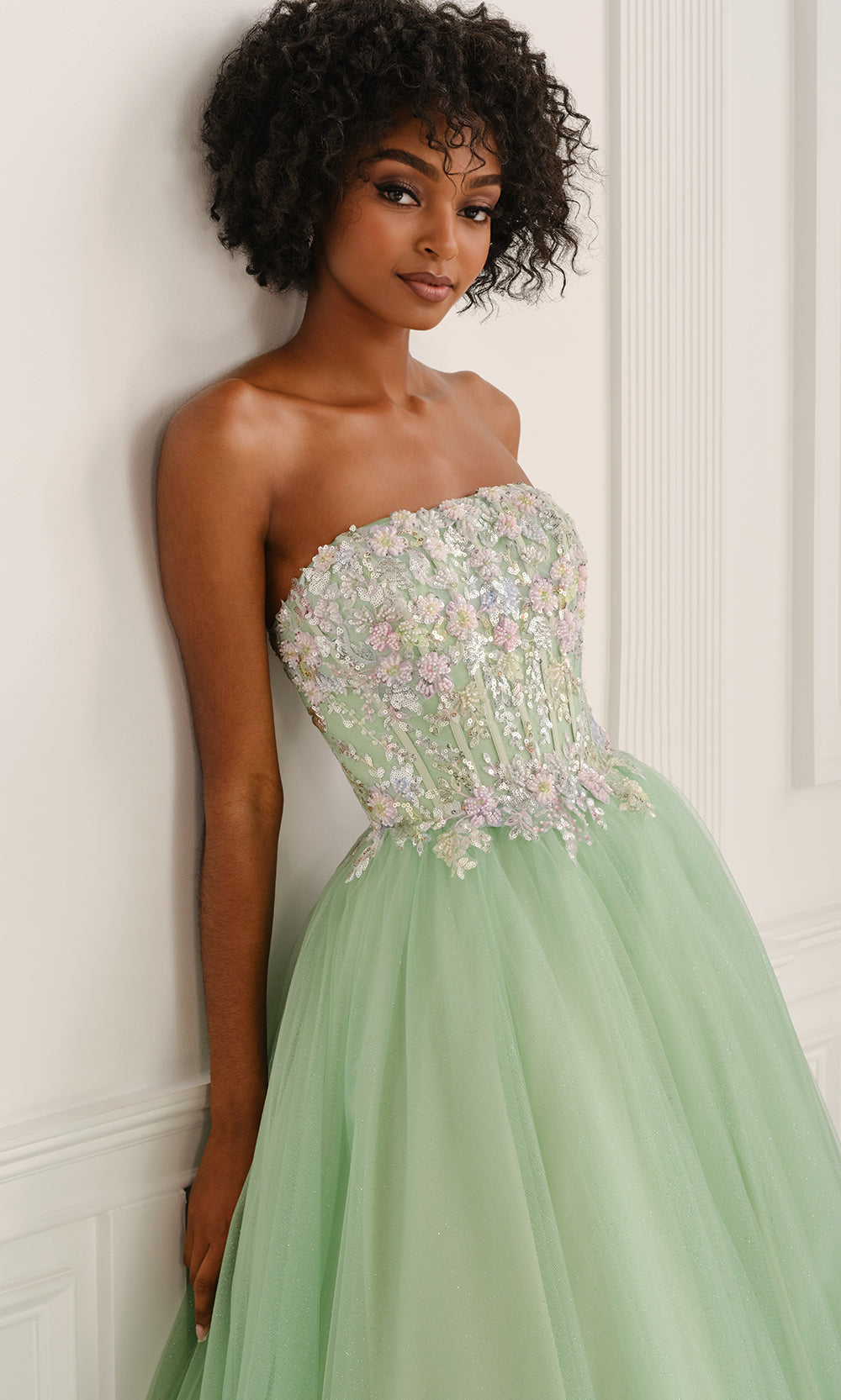Colette CL6107 - Beaded Corset Straight Across Gown Ball Gowns