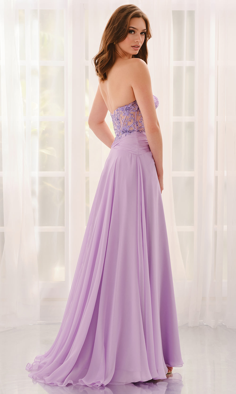 Colette CL6115 - Strapless Sheer Corset Chiffon Gown Prom Dresses