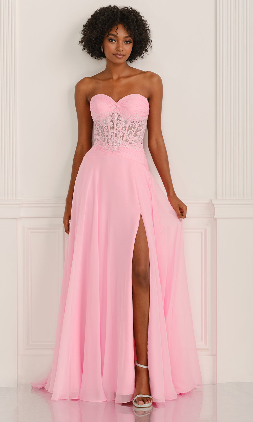 Colette CL6115 - Strapless Sheer Corset Chiffon Gown Prom Dresses