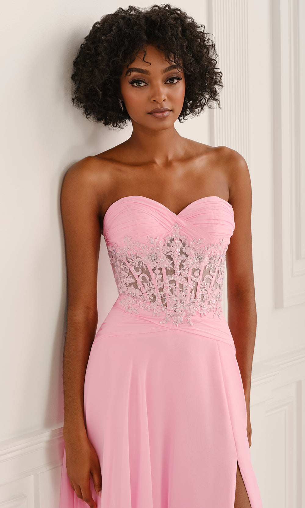 Colette CL6115 - Strapless Sheer Corset Chiffon Gown Prom Dresses