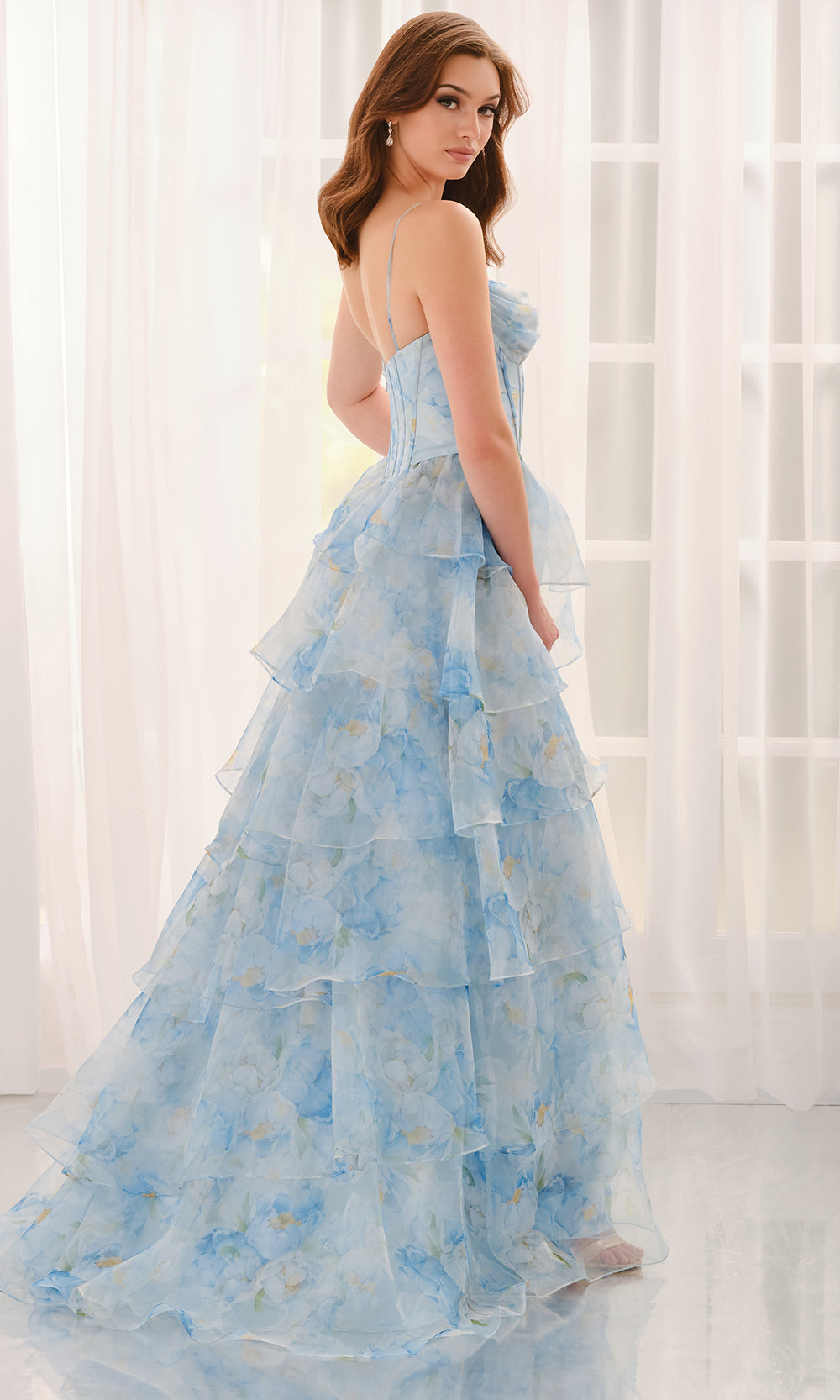 Colette CL6123 - Tiered Ruffle Floral Organza Gown Prom Dresses