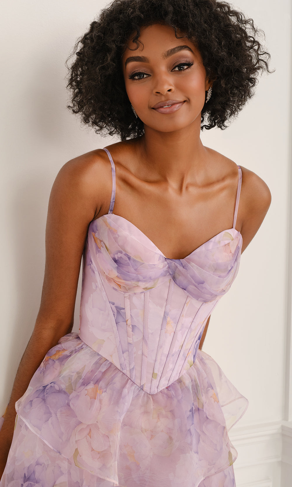 Colette CL6123 - Tiered Ruffle Floral Organza Gown Prom Dresses