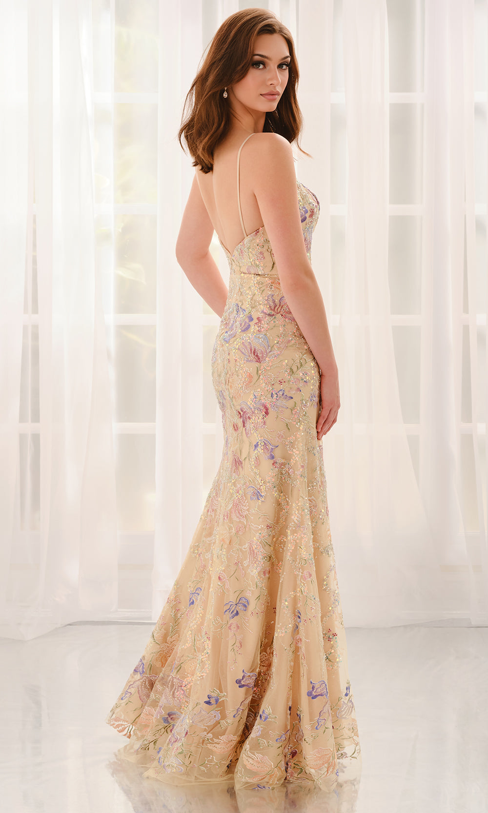 Colette CL6143 - Floral Embroidered Tulle Sleeveless Gown Prom Dresses
