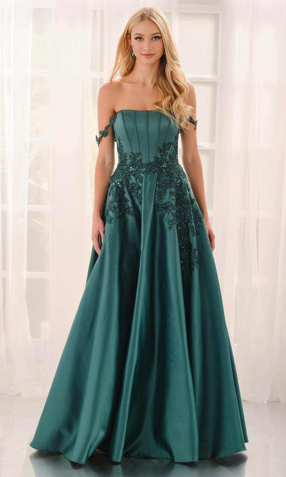 Colette CL6151 - Off Shoulder Embroidered Gown with Pockets Ball Gowns