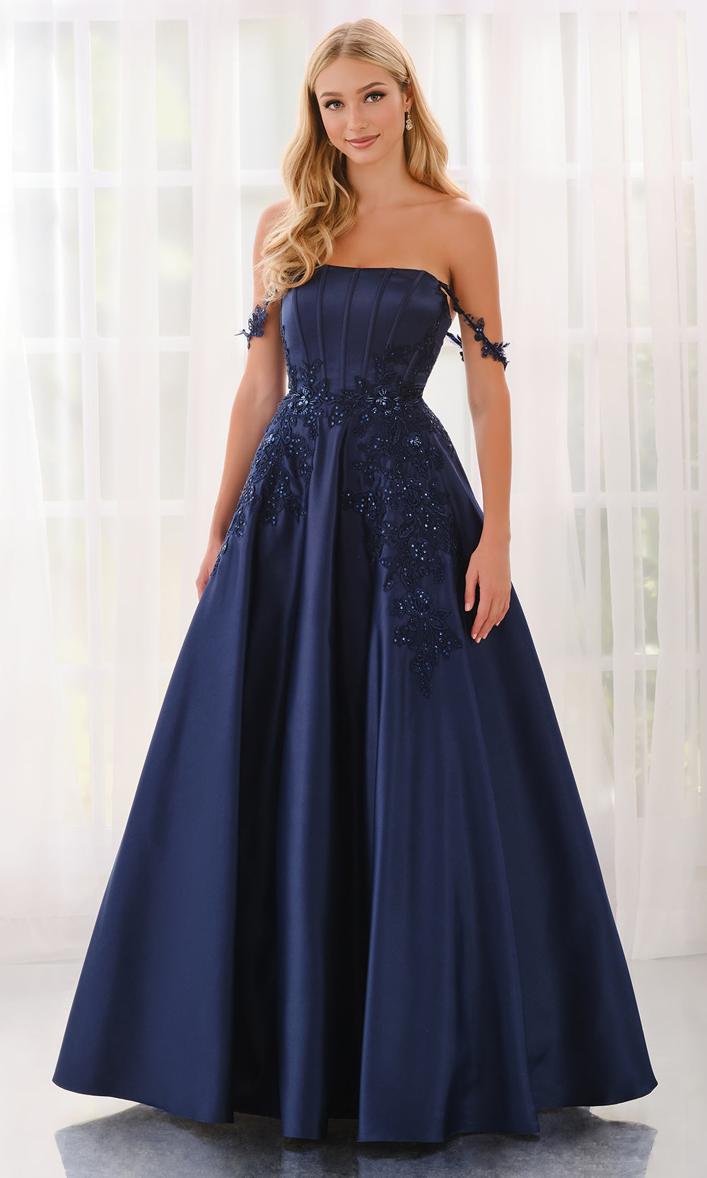 Colette CL6151 - Off Shoulder Embroidered Gown with Pockets Ball Gowns