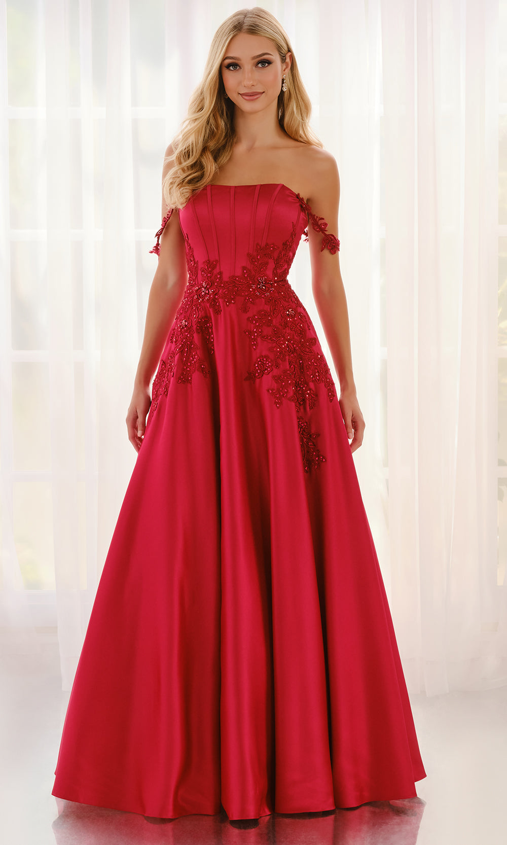 Colette CL6151 - Off Shoulder Embroidered Gown with Pockets Ball Gowns