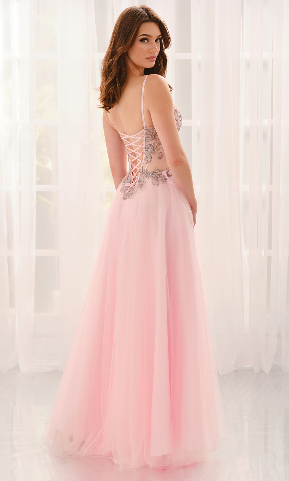 Colette CL6159 - Spaghetti Strap Embellished Layered Tulle Gown Prom Dresses