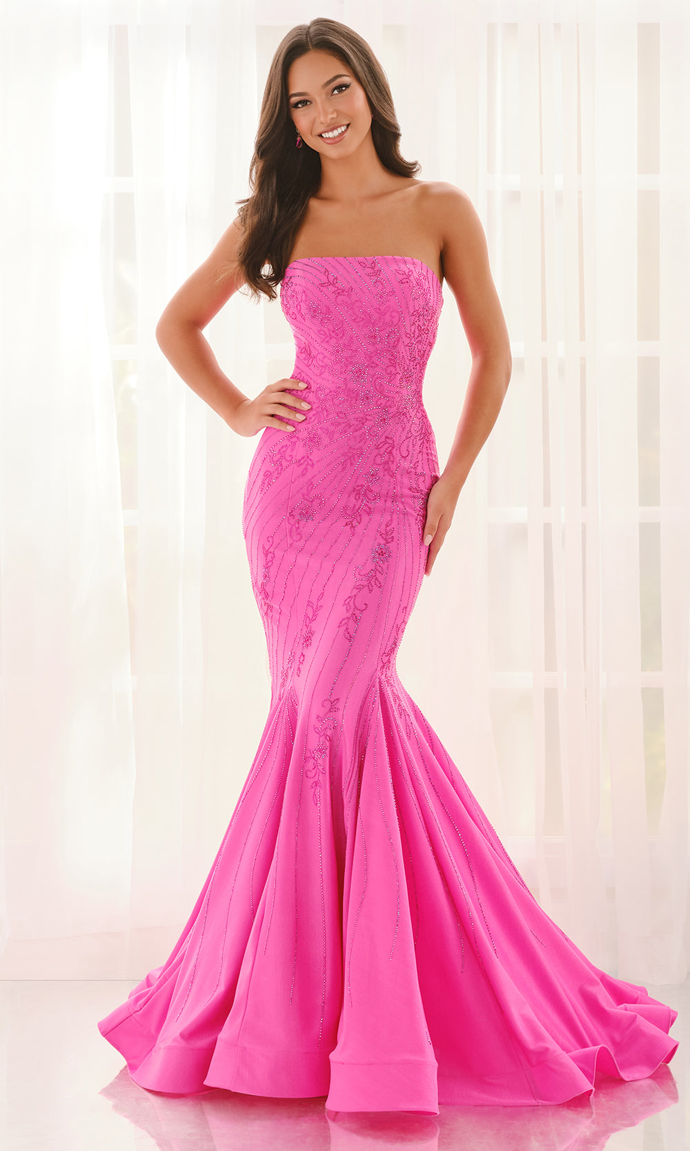 Colette CL6195 - Straight Neckline Embellished Mermaid Gown Prom Dresses