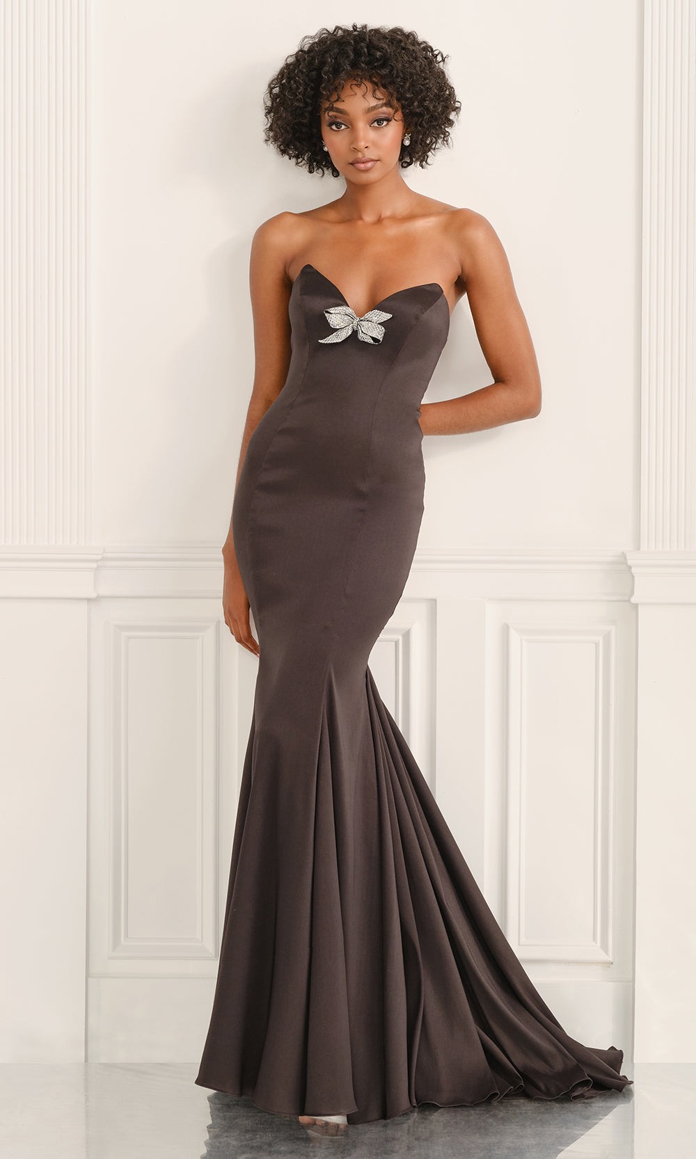 Colette CL6221 - Beaded Bow V-Neckline Prom Gown Prom Dresses