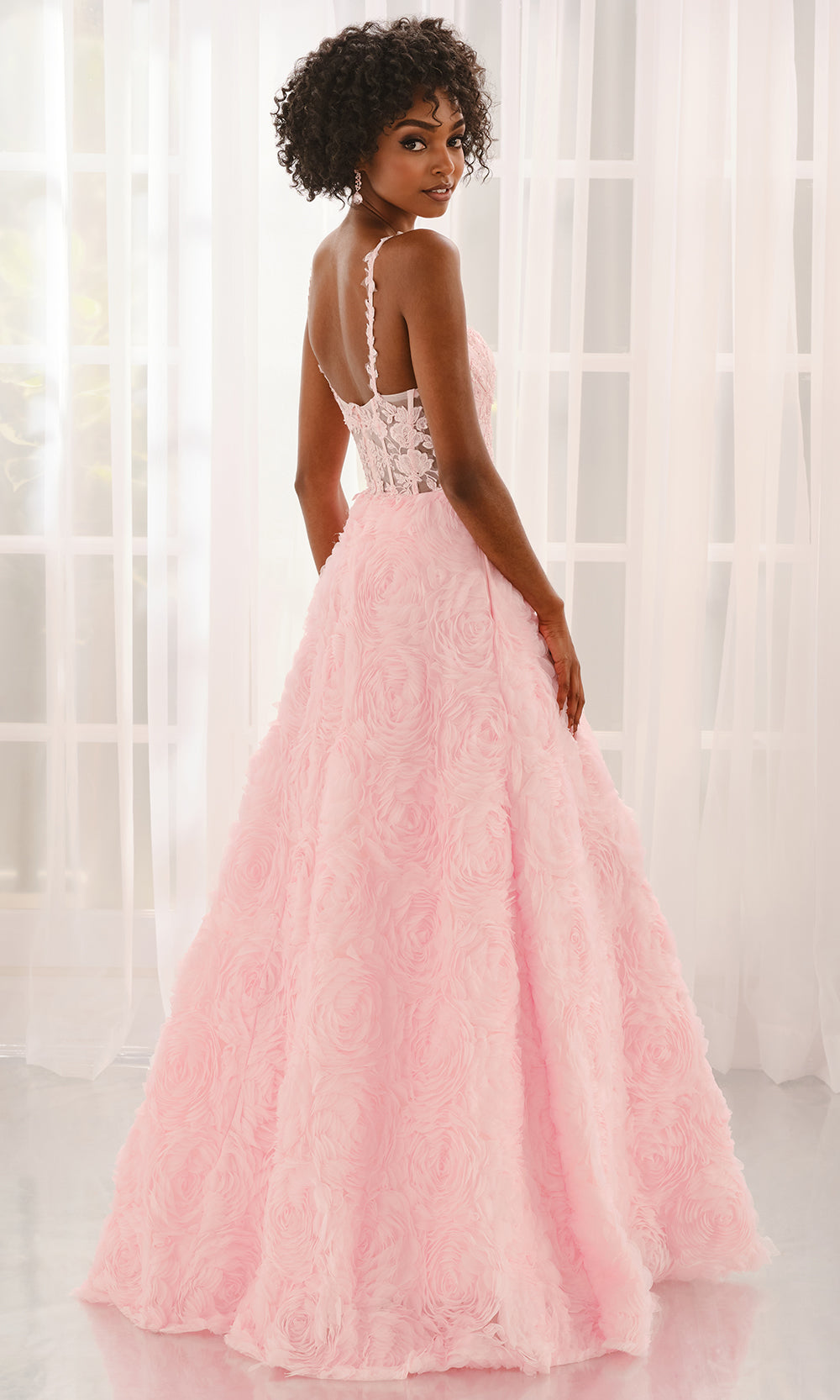 Colette CL6223 - Lace Bodice Rosette Skirt Prom Gown Ball Gowns