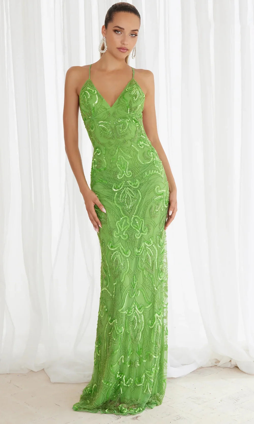 Chandalier 30087 - Fitted Sequin Evening Dress with Slit Prom Dresses