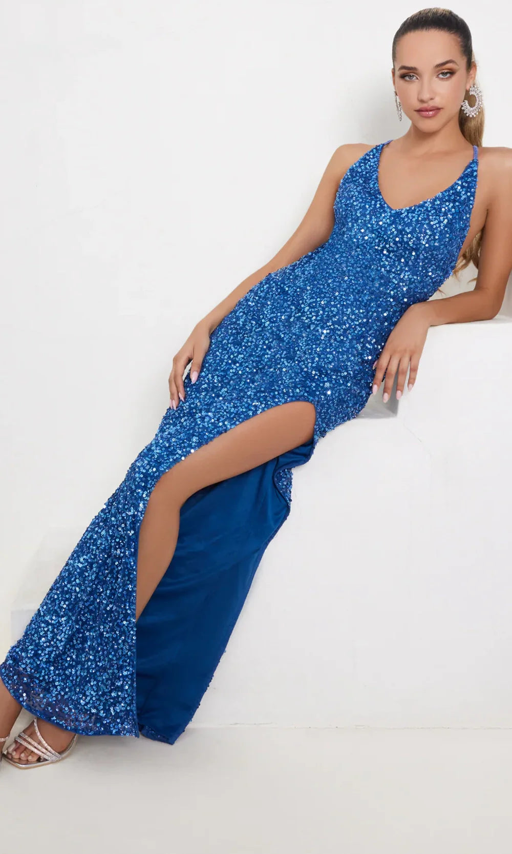 Chandalier 30103 - Fitted Sequin Dress with Front Slit Prom Dresses