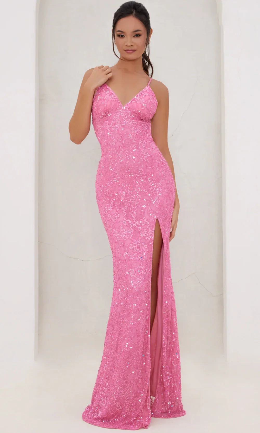 Chandalier 30118 - Fitted Formal Dress with Front Slit Prom Dresses