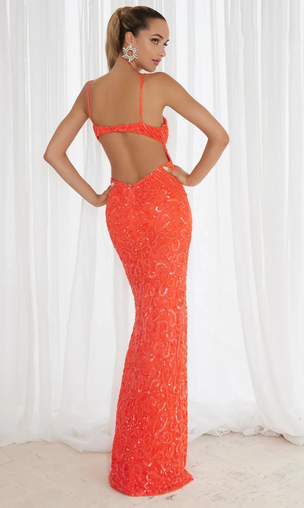 Chandalier 30128 - Fitted Evening Dress with Open Back Prom Dresses