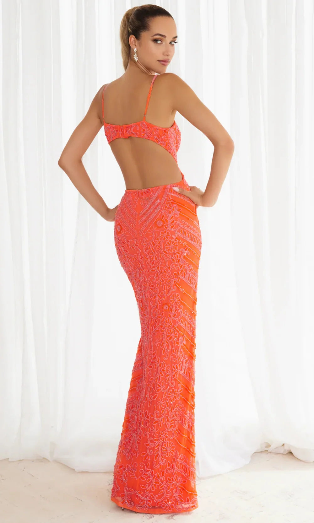 Chandalier 30129 - Fitted Evening Dress with Front Slit Prom Dresses