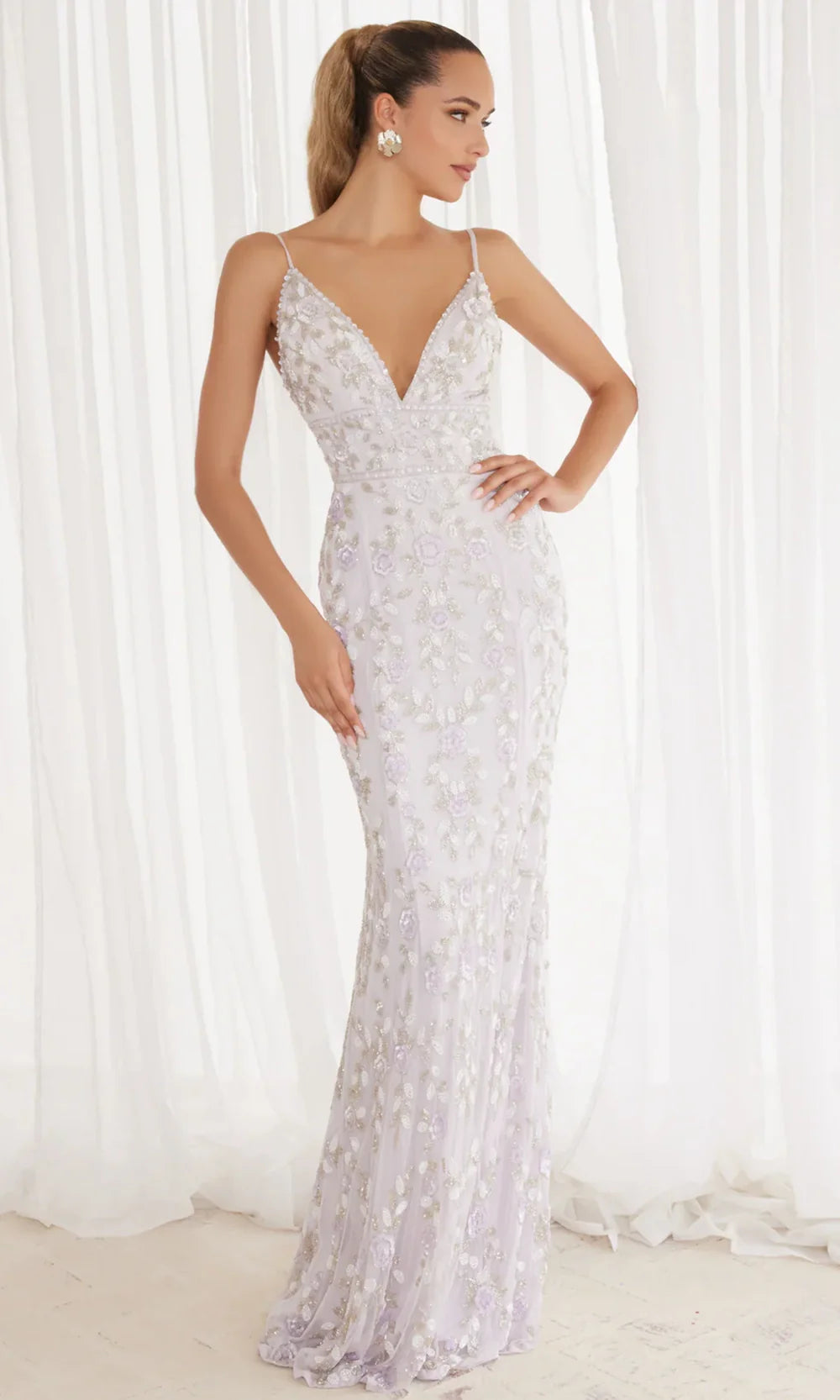 Chandalier 30157 - Fitted Halter Dress with Front Slit Prom Dresses
