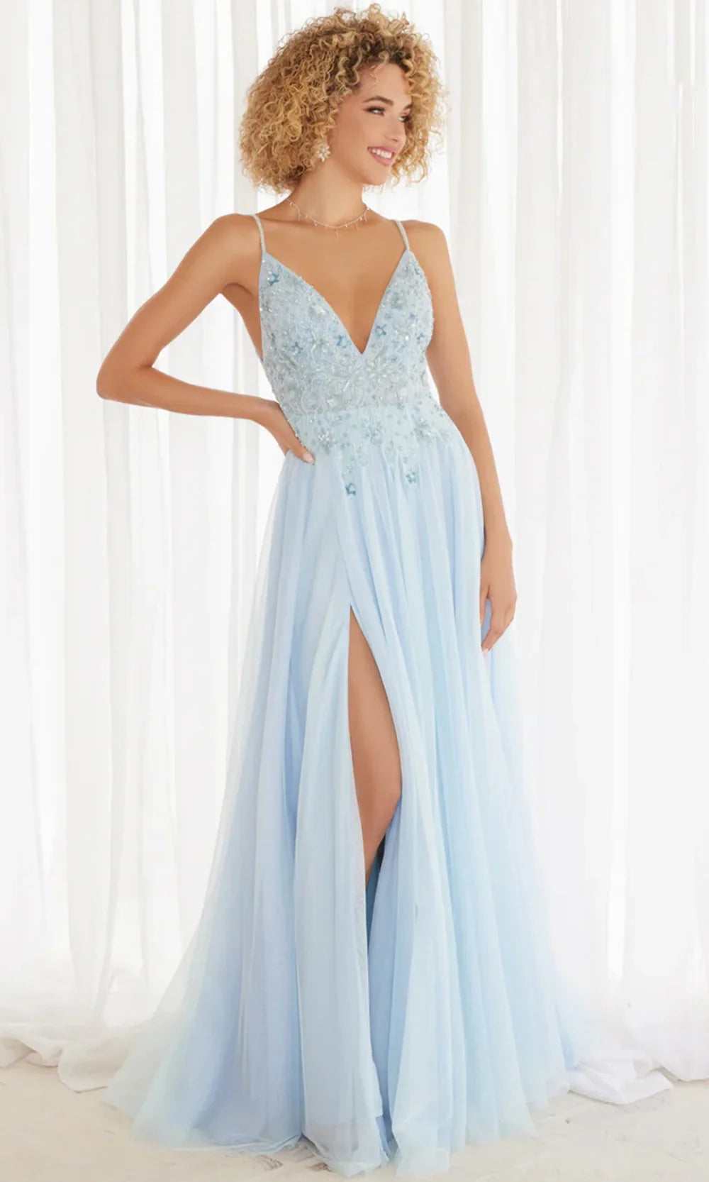 Chandalier 30165 - Spaghetti Strap Formal Dress with Slit Prom Dresses