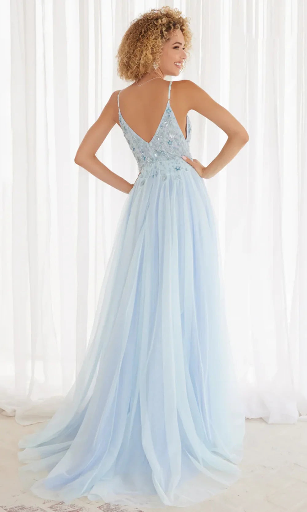 Chandalier 30165 - Spaghetti Strap Formal Dress with Slit Prom Dresses