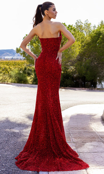 Chic and Holland AR330319 - Sequined Strapless Prom Gown 