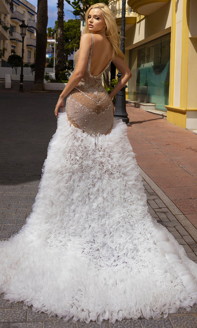 Chic and Holland HF110421 - Sleeveless Ruffle Prom Gown 