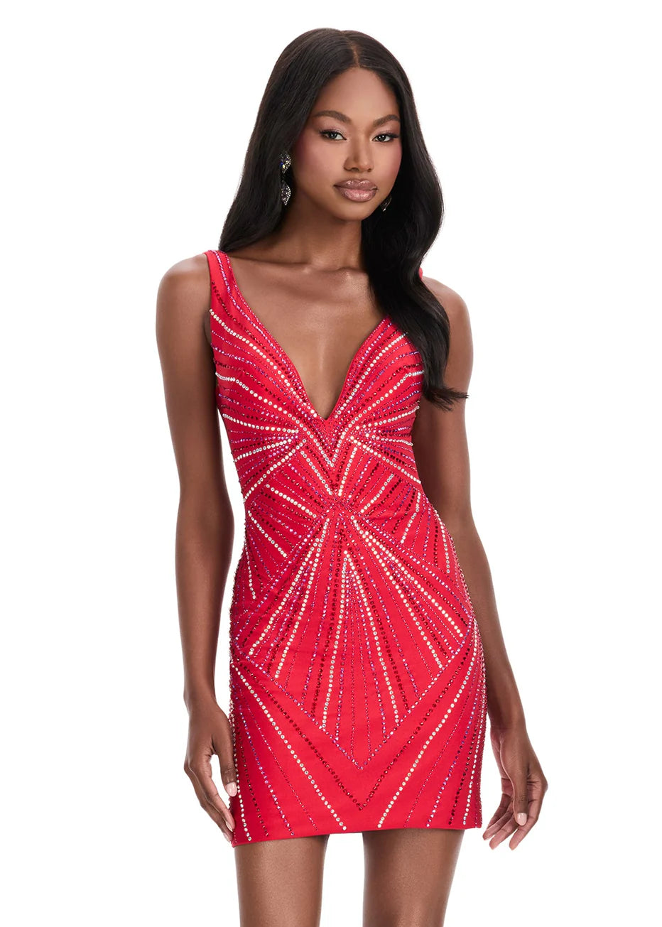 Ashley Lauren 4723 - Sleeveless Geometric Cocktail Dress