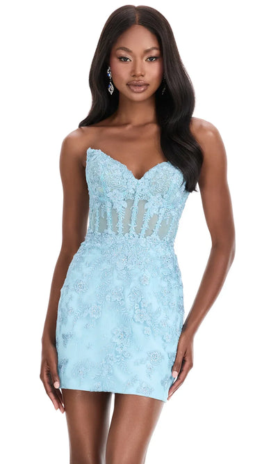 Ashley Lauren 4849 - Floral Lace Strapless Sweetheart Dress Cocktail Dresses