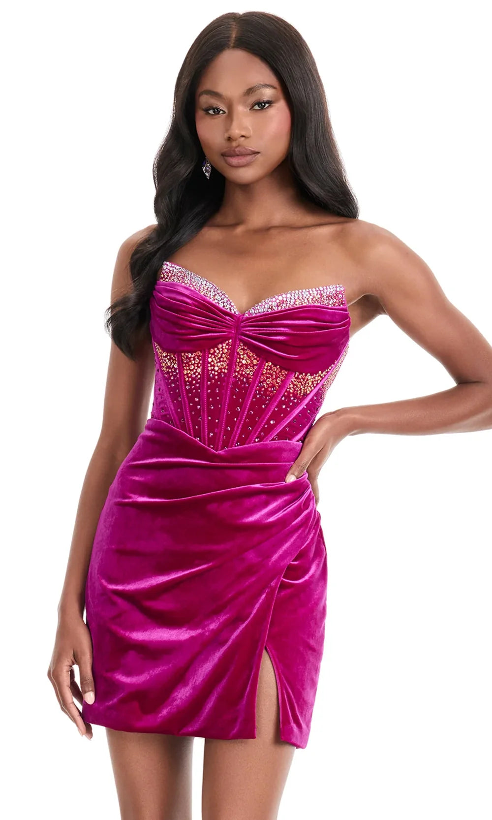 Ashley Lauren 4865 - Beaded Corset Sheath Mini Dress Cocktail Dresses