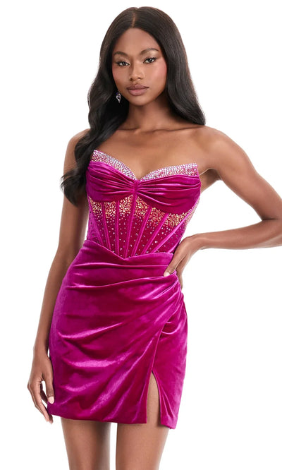 Ashley Lauren 4865 - Beaded Corset Sheath Mini Dress Cocktail Dresses