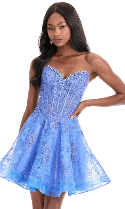 Ashley Lauren 4882 - Floral Embroidered Layered A-line Dress Cocktail Dresses