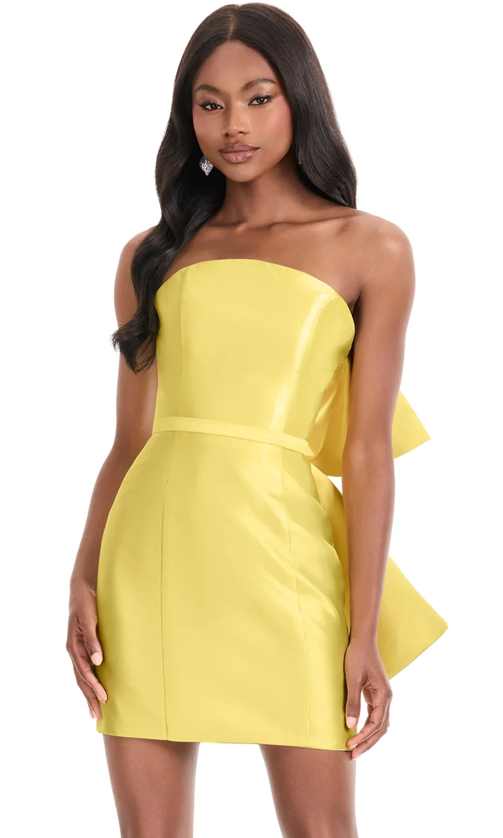 Ashley Lauren 4875 - Straight Neckline Mini Dress with Belted Waist Ball Gowns