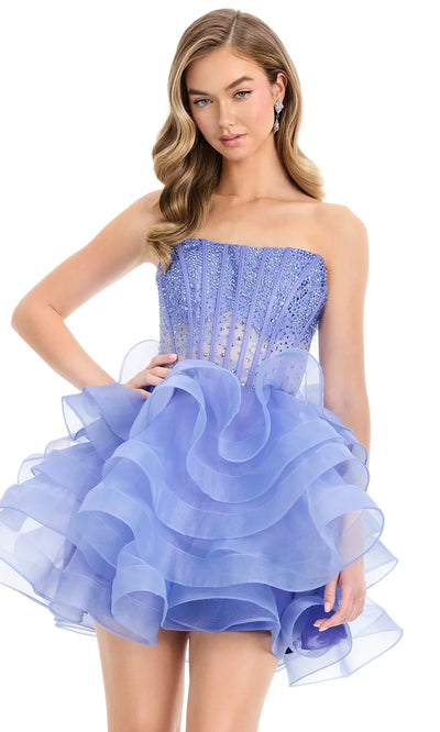Ashley Lauren 4883 - Embellished Corset Dress with Organza Ruffles Homecoming Dresses