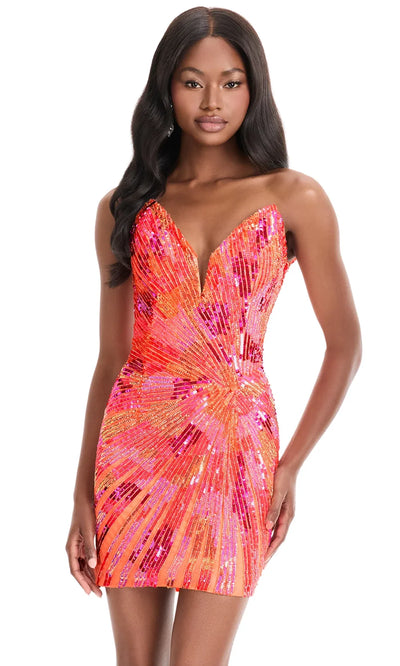 Ashley Lauren 4894 - Plunging V-Neck Sequin Bodycon Dress Cocktail Dresses