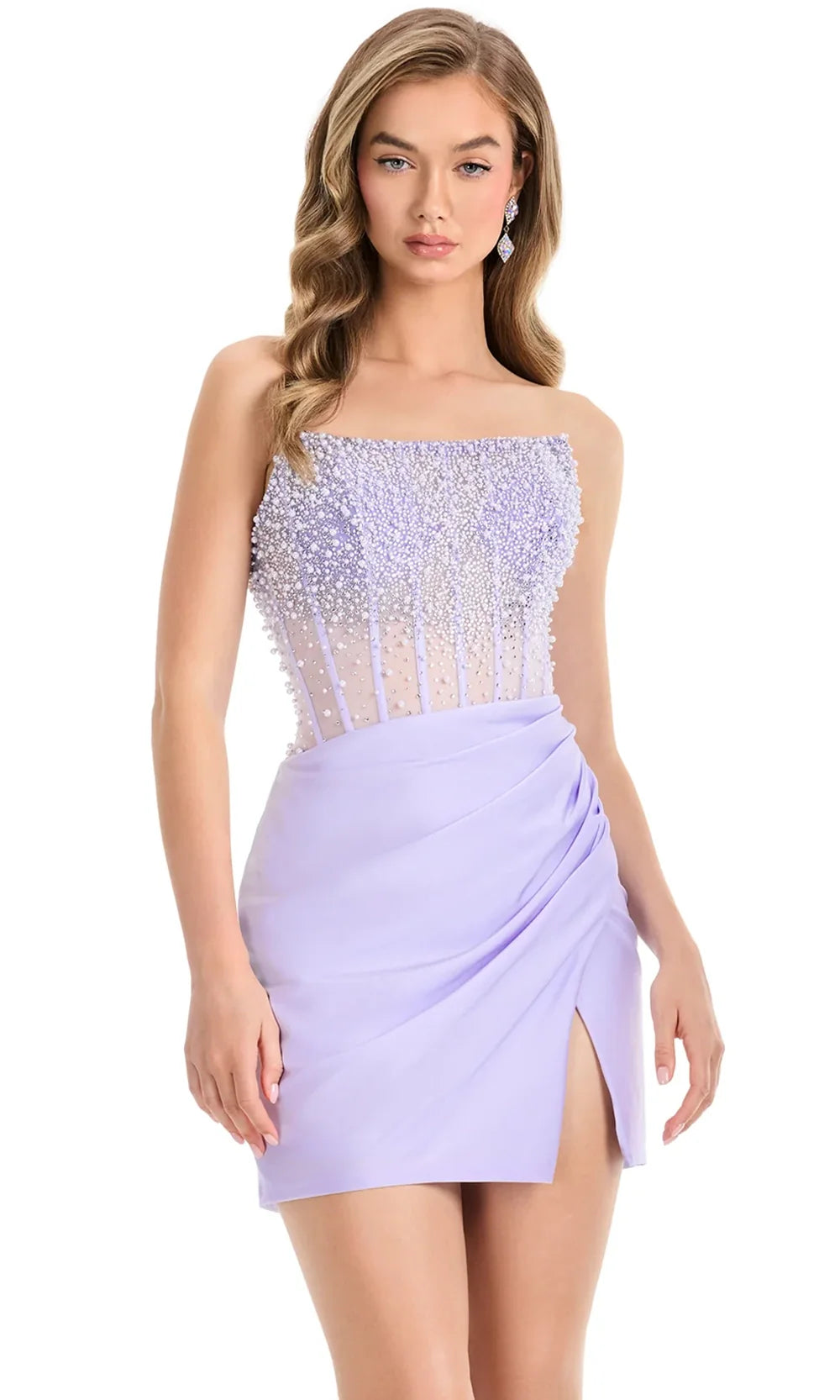 Ashley Lauren 4923 - Illusion Bodice Ruched Short Dress Cocktail Dresses