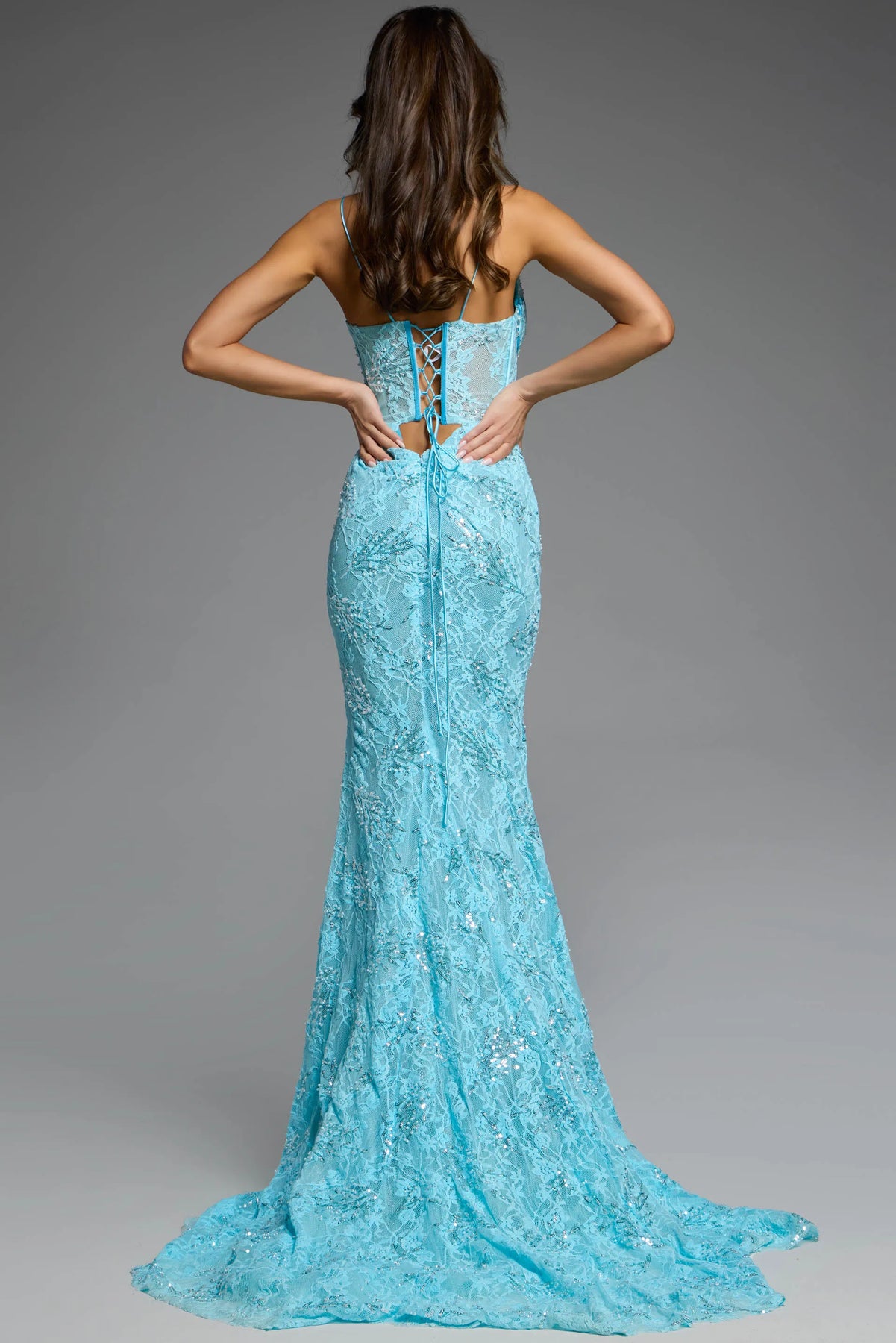 Jovani D5009 - Sequined Plunging Sweetheart Prom Gown