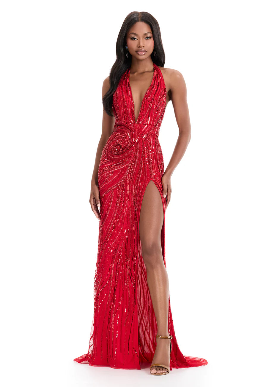 Ashley Lauren 11670 - Embellished Halter Prom Dress