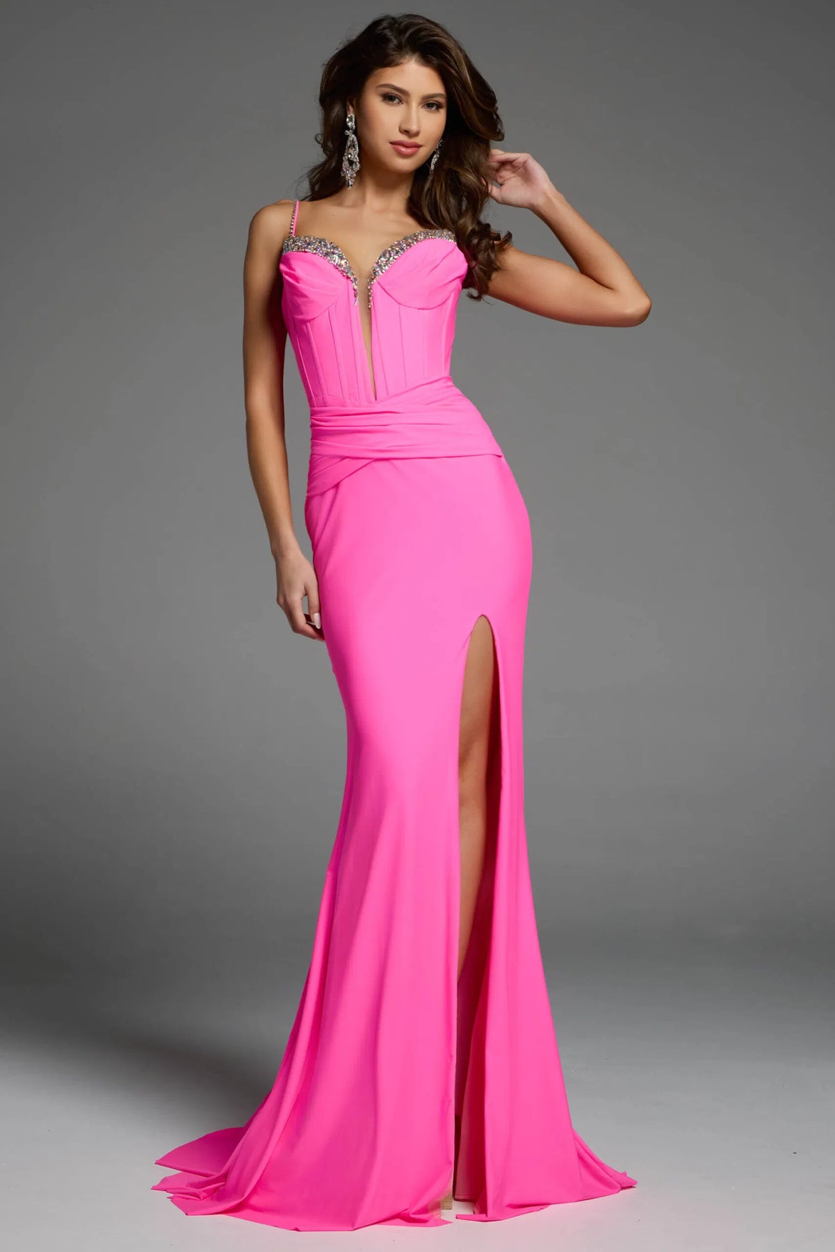Jovani D5020 - Crisscross Waist Sheath Prom Dress