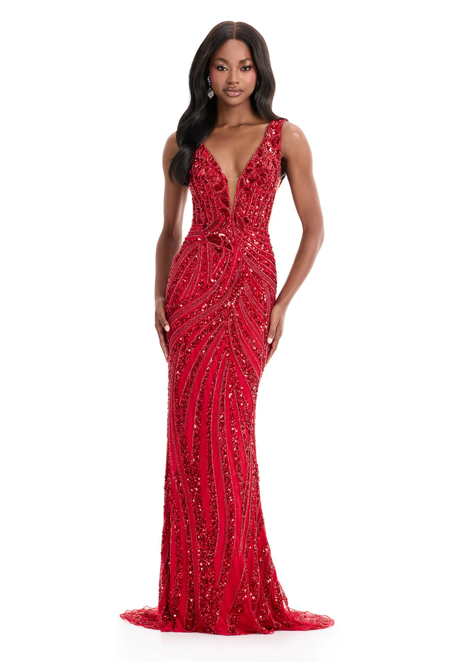 Ashley Lauren 11980 - Sleeveless Mesh Side Prom Gown