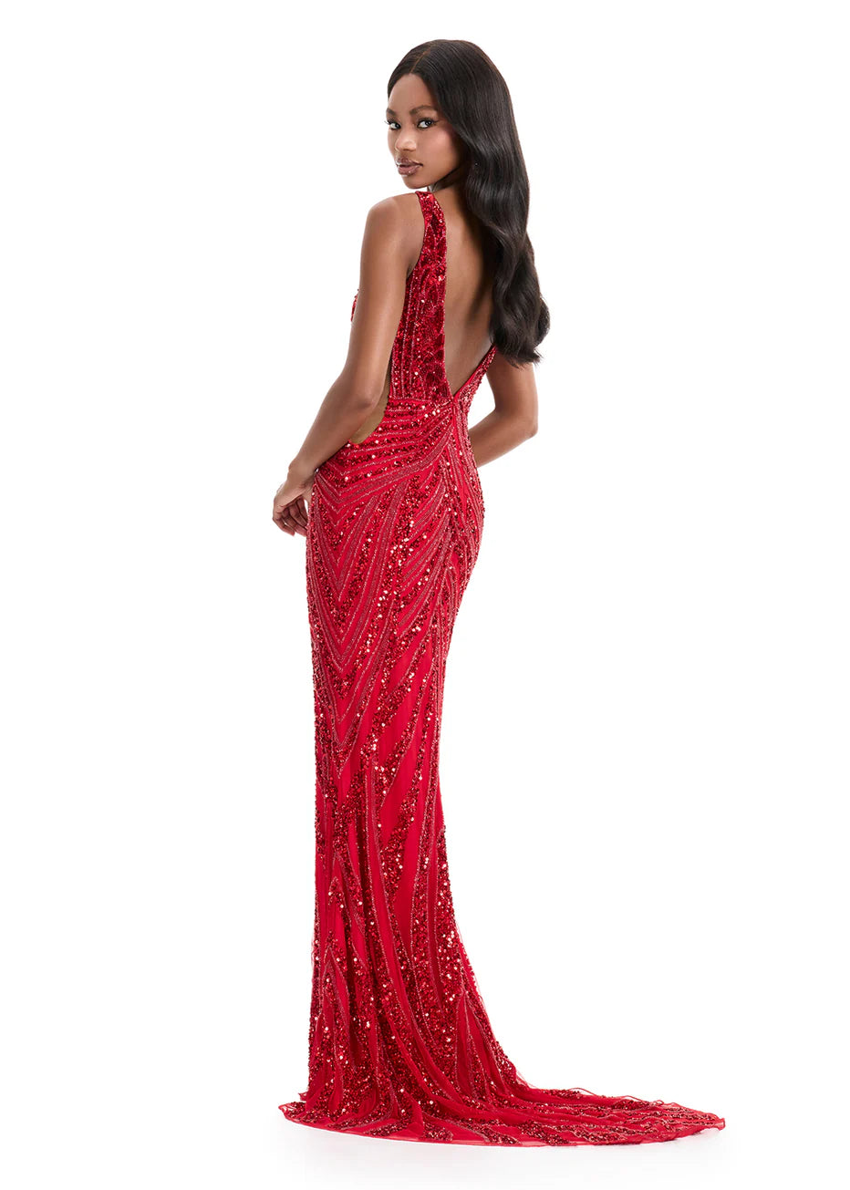 Ashley Lauren 11980 - Sleeveless Mesh Side Prom Gown