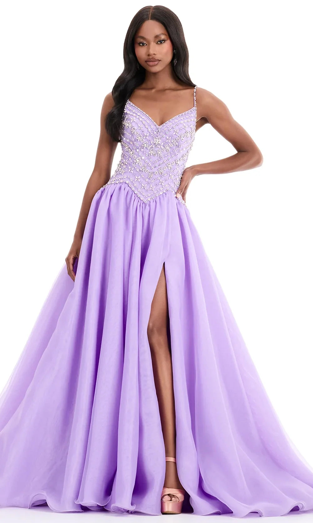 Ashley Lauren 12047 - Organza Skirt Embellished Sleeveless Gown Cocktail Dresses