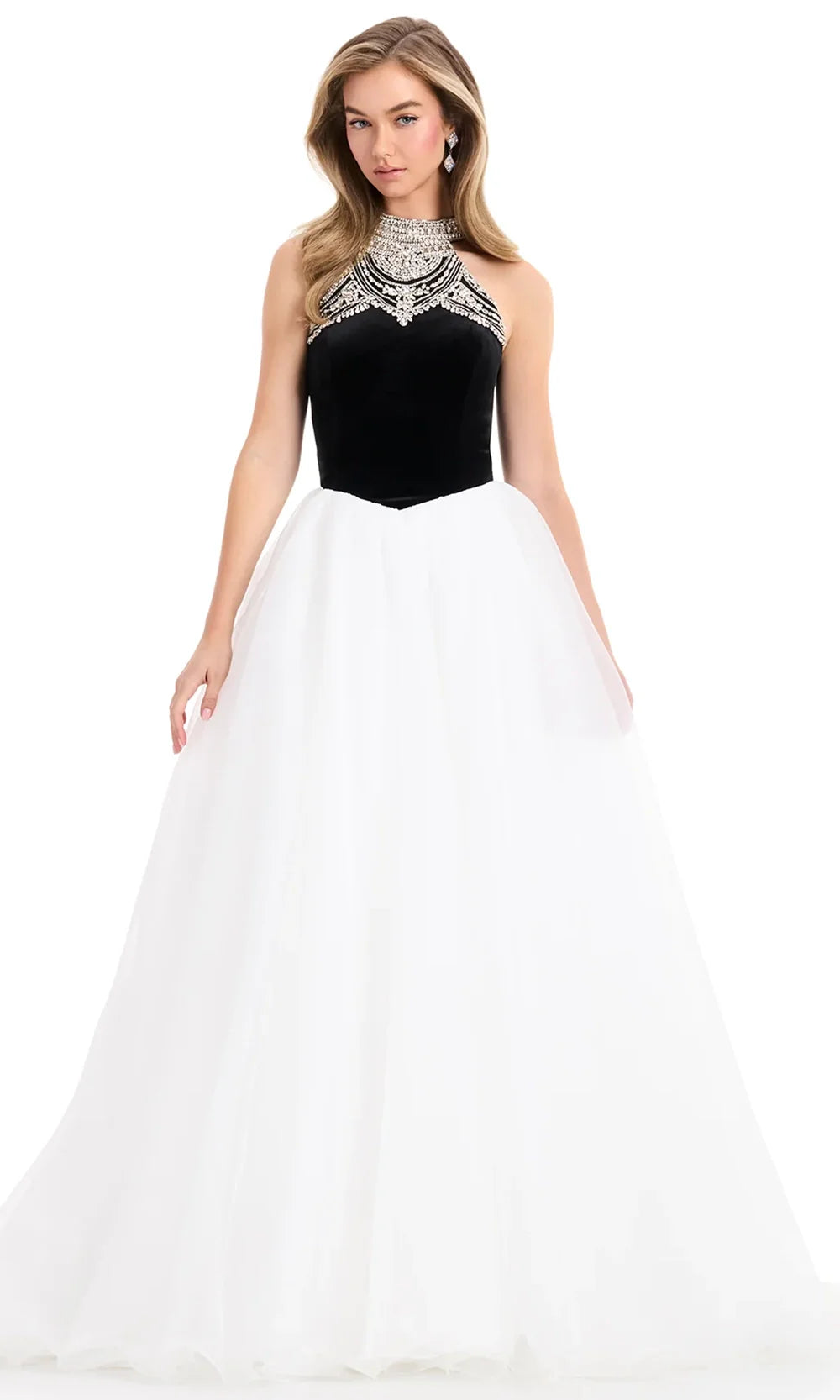 Ashley Lauren 12050 - High Halter Basque Waist Ballgown Prom Dresses