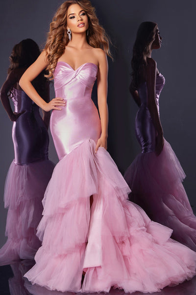 Jovani D5315 - Sweetheart Ruffled Tulle Prom Gown Prom Dresses in In Pink