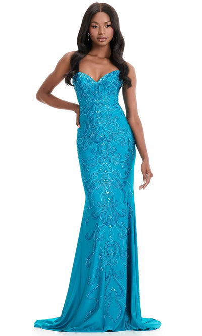Ashley Lauren 12074 - Strapless Allover Beaded Fitted Gown Cocktail Dresses
