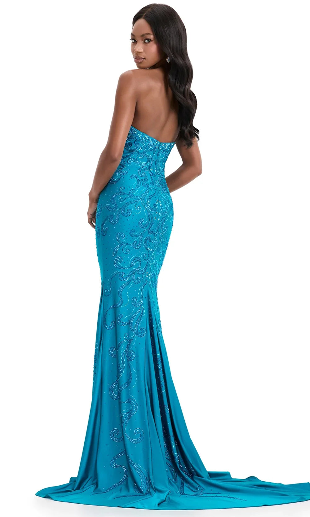 Ashley Lauren 12074 - Strapless Allover Beaded Fitted Gown Prom Dresses