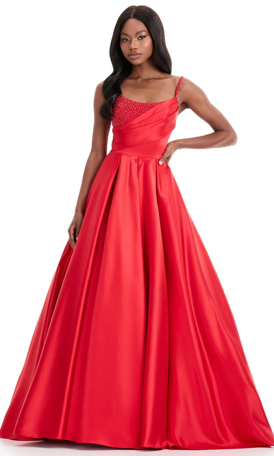 Ashley Lauren 12086 - Pleated Skirt Lace-Up Back Gown Cocktail Dresses
